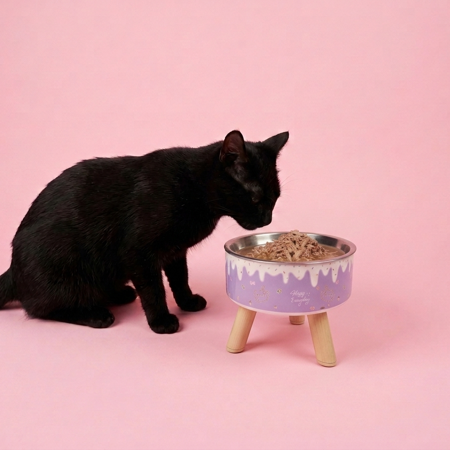 Raised Cat Bowl with Removable Stainless Steel Insert